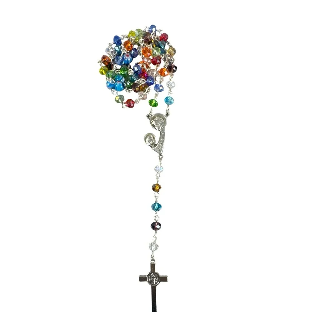 Artemisa‎ Unique Handmade Multicolor Wire-Wrapped Glass Bead Catholic Rosary